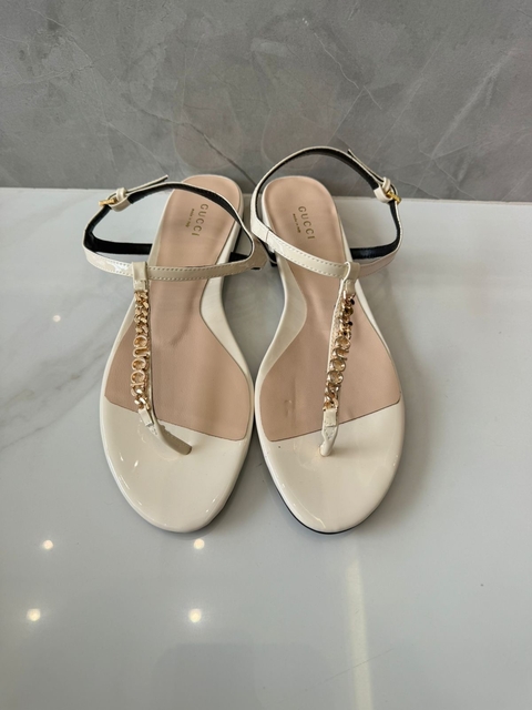 Rasteira Gucci Branca Italiana
