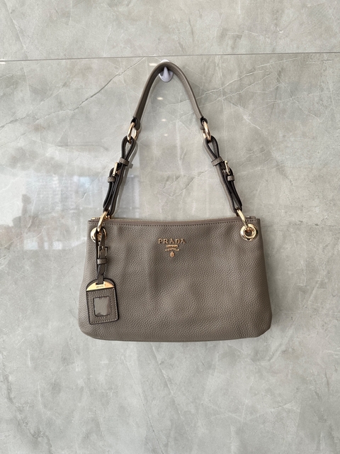Bolsa Prada Tessuto Hobo Cinza com alça longa Italiana
