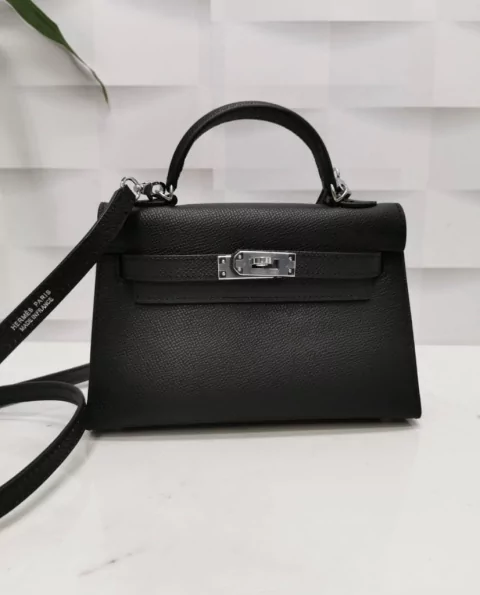Bolsa Hermes Kelly Mini 20 Preta Italiana