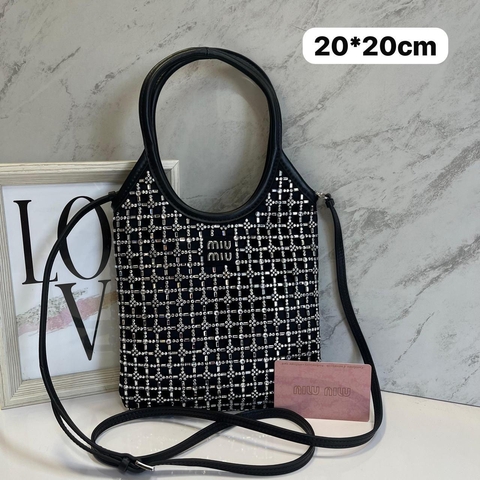 Bolsa Miu Miu Preta com Strass Italiana