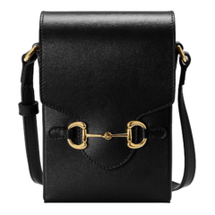 Bolsa Gucci Horsebit 1955 Mini Preta Italiana
