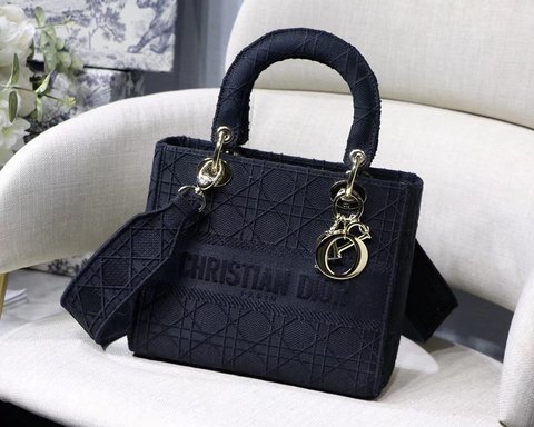 Bolsa Lady Dior D Lite Media Preta Bordada Italiana