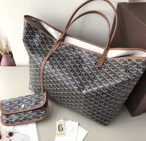 Bolsa Goyard St Louis Preto Com Alça Caramelo Grande Italiana