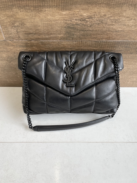 Bolsa YSL Loulou Puffer Média All Black Italiana