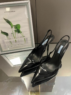 Salto Slingback Prada Preto Italiana