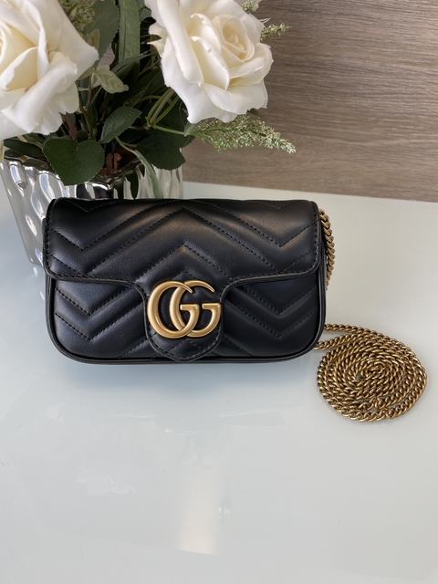 Bolsa Gucci Marmont Super Mini Preta Italiana