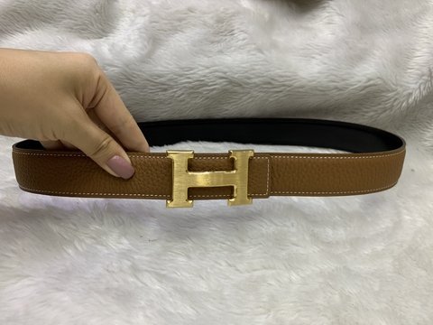 Cinto Hermès Caramelo Dupla Face Italiana