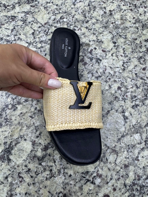 Flat Louis Vuitton Ráfia e Preto Italiana - comprar online