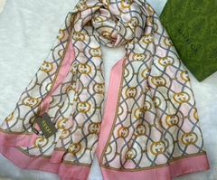 Lenço Gucci Bege e Rosa Italiana