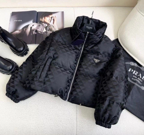 Casaco Jaqueta Acolchoada Prada Preta Italiana