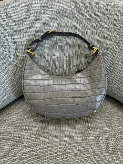 Bolsa Fendigraphy em Couro Croco Cinza - comprar online