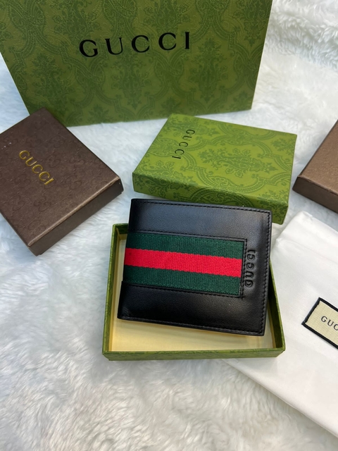 Carteira Gucci Masculina Preta Italiana