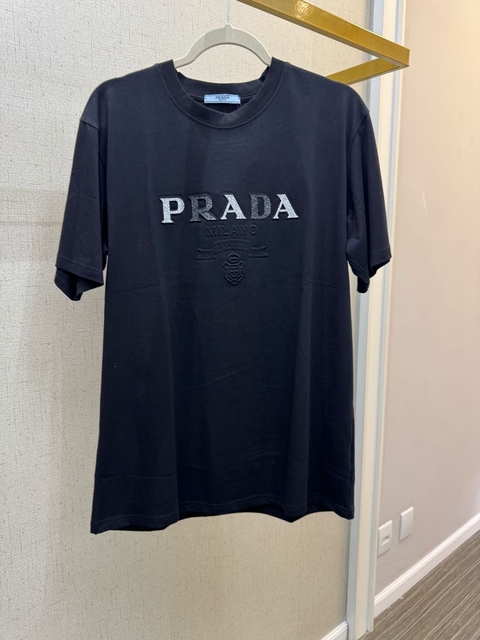 Camiseta Prada Preta Masculina Italiana - comprar online