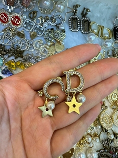 Brinco Dior Dourado Strass e Estrela Italiana