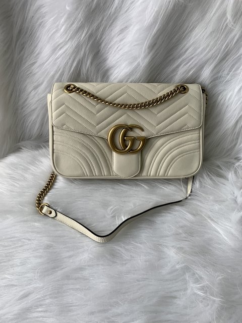 Bolsa Gucci Marmont Média Branca Off White Italiana