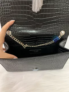 Bolsa YSL Kate Croco Preta Italiana - Bolsas e Grife