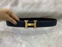Cinto Hermès Dupla Face Azul Marinho Italiana