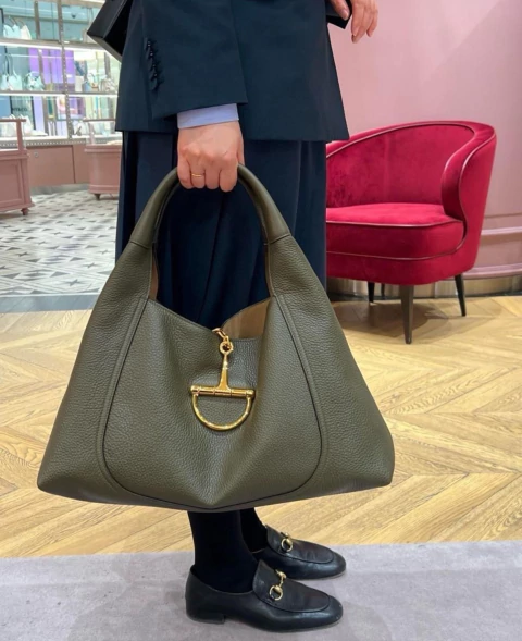 Bolsa Gucci de Ombro Softbit Verde Italiana