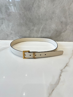 Cinto YSL Yves Saint Laurent Off White Logo 3cm Italiana - comprar online