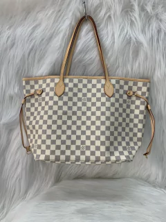 Bolsa Louis Vuitton Neverfull Mm Azur Com Forro Rosa Italiana na internet