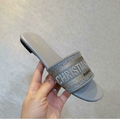 Rasteirinha Flat Dior Cinza Italiana