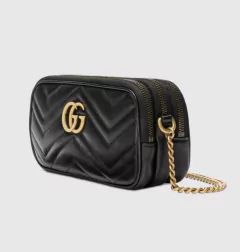 Bolsa Gucci Marmont Mini Zíper Triplo Preto Italiana - comprar online
