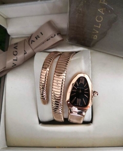 Relógio Bulgari Serpenti Rose Fundo Preto Duas Voltas Italiana