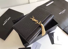 Bolsa YSL Kate Croco Preta Italiana
