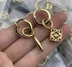 Brinco Loewe Dourado Pingente Italiana