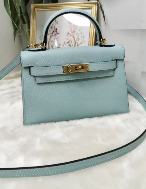 Bolsa Hermes Kelly Mini 20 Azul Tiffany Italiana