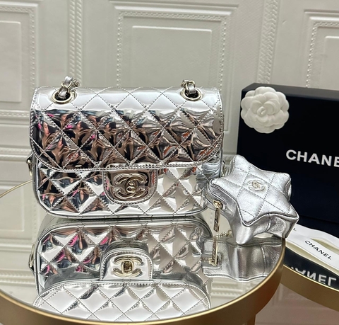 Bolsa e Porta Moeda de Estrela Prata Chanel Italiana