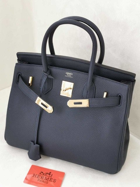 Bolsa Hermes Birkin 30 Azul Marinho Italiana