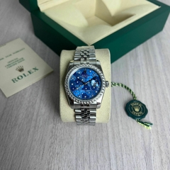 Relógio Rolex 36mm Fundo Azul com Prata Italiana