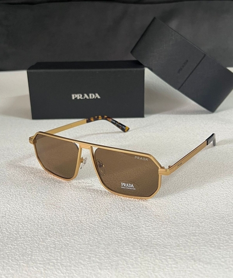 Óculos Prada Masculino Dourado Italiana - comprar online