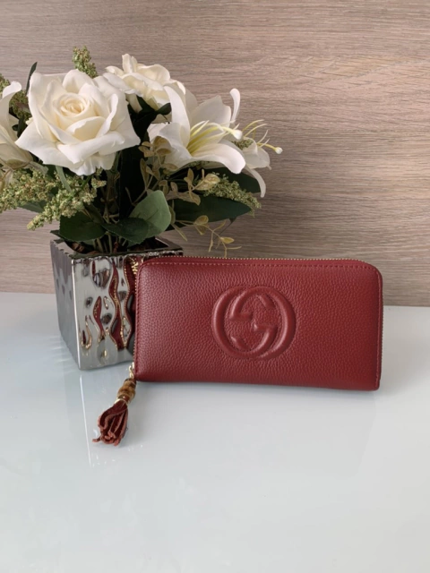 Carteira Gucci Ziper Soho Vinho Italiana na internet
