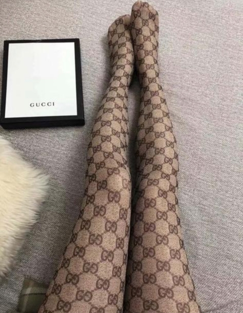 Meia Calça Gucci GG Bege Italiana