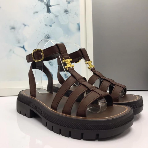 Sandalia Celine Clea Triomphe Marrom Italiana