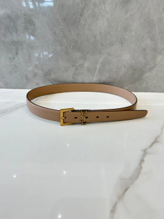 Cinto YSL Yves Saint Laurent Bege Logo 3cm Italiana - comprar online