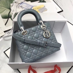 Bolsa Lady Dior Cinza Azulado Média Italiana
