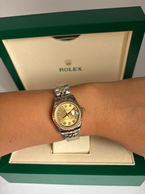 Relógio Rolex 28mm Prata com Dourado e Fundo Dourado Italiana - comprar online