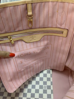 Bolsa Louis Vuitton Neverfull Mm Azur Com Forro Rosa Italiana - Bolsas e Grife