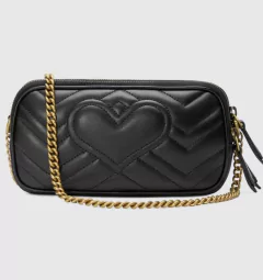 Bolsa Gucci Marmont Mini Zíper Triplo Preto Italiana na internet