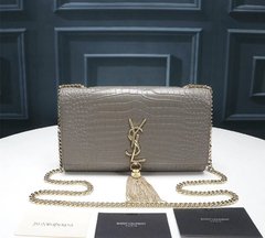 Bolsa YSL Kate Croco Cinza Italiana