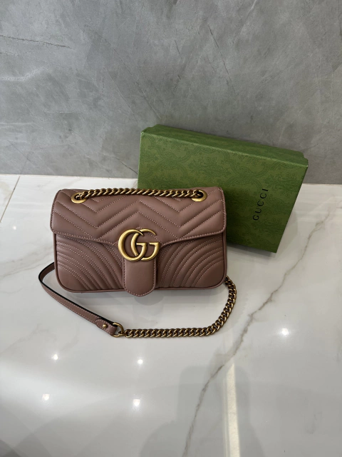 Bolsa Gucci Marmont Pequena Shoulder Nude Rosado Italiana - comprar online