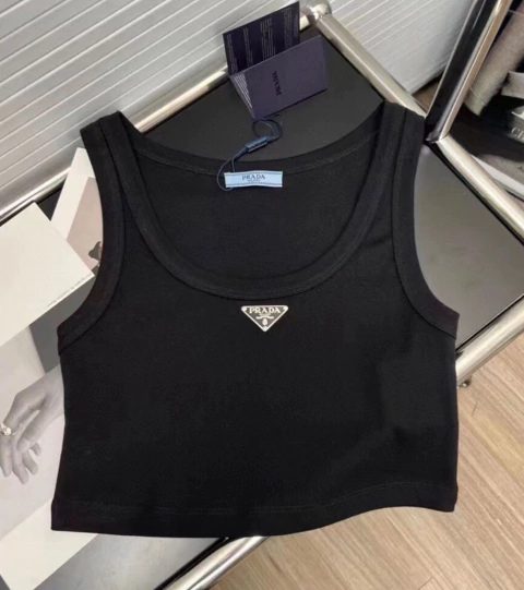 Blusa Cropped Prada Logo Italiana