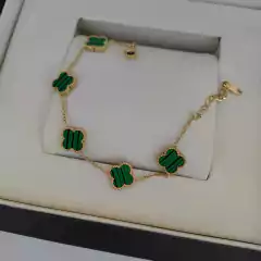 Pulseira Van Cleef Verde com Dourado Italiana