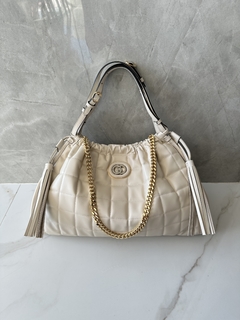 Bolsa Tote Média Gucci Deco Branca Italiana