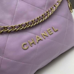 Bolsa 22 Média Lilás Com Dourado Italiana - Bolsas e Grife