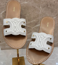 Sandalia Rasteira Flat Celine Branca Italiana
