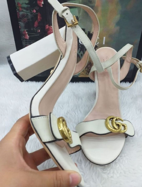 Sandália Salto Gucci Branca Italiana